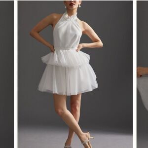 Anthropologie White Halter Midi Dress